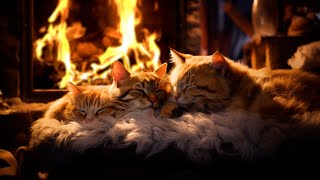 Fall asleep to Family Cat's Purr & Warm Fireplace 🔥 Relax in Cozy Winter Hut, Deep Sleep