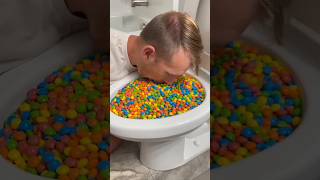 Experiment: Eating Tropical Skittles Candy in the Toilet #shorts