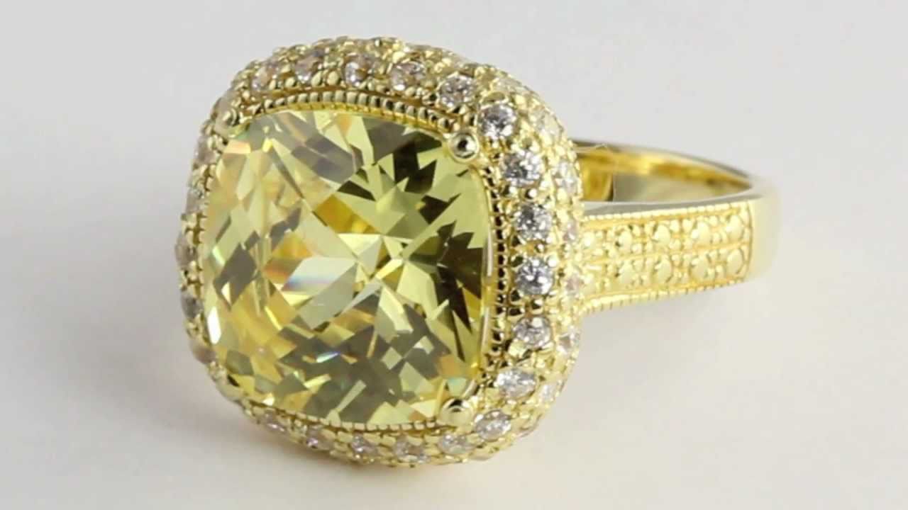 Yellow DiamonUltra™ CZ 18k/Sterling Silver Ring