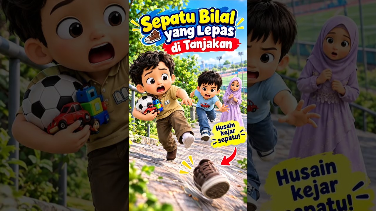 👟 Sepatu Bilal Lepas di Tanjakan! Husain Langsung Mengejar 😱 #animasiislami #animasi