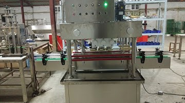 Automated flat plastic bottle capping equipment for customer screw capper machine testing video