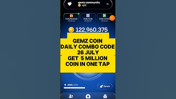 Gemz Daily Combo Cards| Gemz Daily Code 26 July | Gemz Today Combo