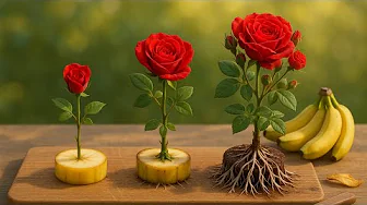 1 slice of banana - Tips to make roses take root naturally and bloom all year round