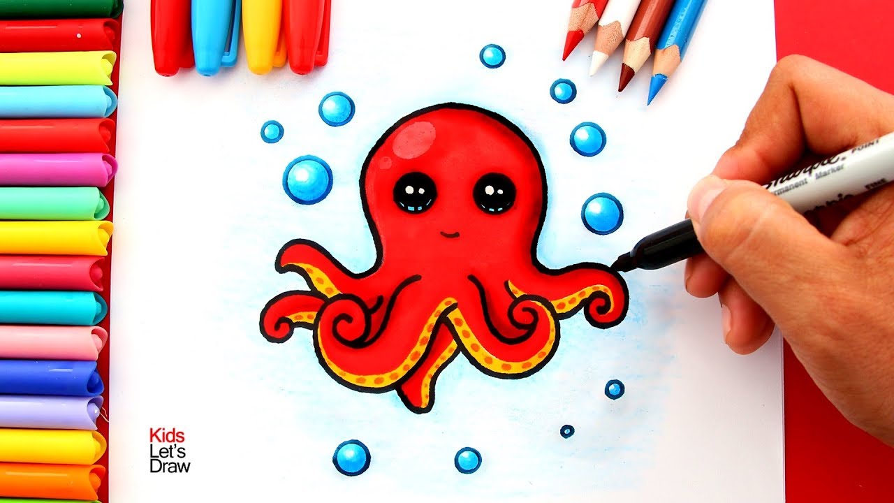 Aprende a dibujar y pintar un PULPO Kawaii | How to draw a Cute Octopus  Easy - thptnganamst.edu.vn