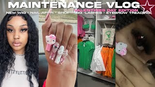 MAINTENANCE VLOG ♡ wig install , lashes , nails appointment, eyebrow treading , packages + more