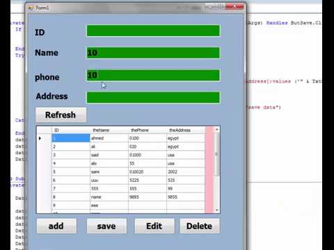 visual Basic.net : Add update edit Delete Refresh with Database source code