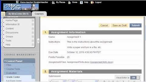 Assignments in Blackboard 9.1