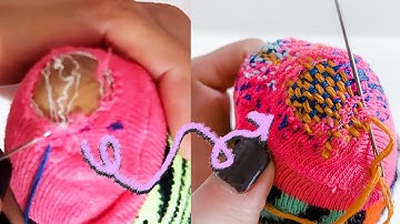 how to fix a hole in your socks with darning technique