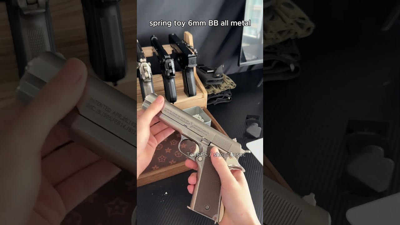 Review nhanh AQK M1911 ver 8.0 màu thép vonfram - mô hình đồ chơi súng đạn nhựa 6mm BB