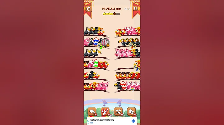 bird sort 2 color puzzle solution niveau 122