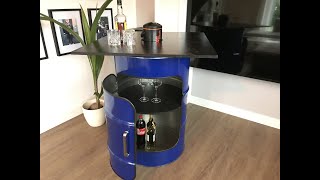 Oil barrel ideas, Barrel bar, DIY Minibar, Stehtisch, Fassbar, Fassmöbel, tambor, Brenntonne