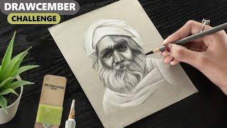 Drawing Elderly Charcoal Portrait - Time-lapse