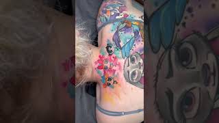 Watercolor back tattoo
