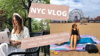 New York Moving Vlog: Room tour, New Job, A Trip to Coney Island And a Trader Joe&#39;s Haul + prices