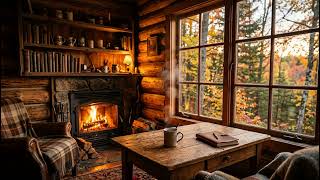 Cozy Autumn Fireplace 🍂 Rain Sounds for Sleep, Relaxation & Deep Focus