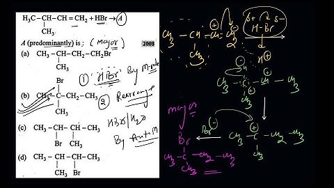 A predominantly is  (CH3)2CHCH=CH2 + HBr