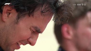 Sergio Perez cries during the Mexican national anthem | F1 2022 Monaco GP (Monte Carlo)