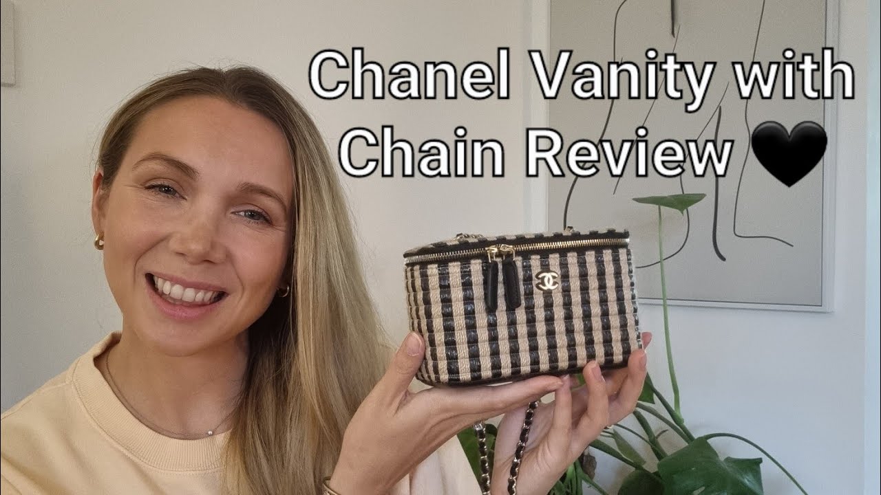 Chanel Black Lambskin Top Handle Chain Mini Vanity Case Kelly Flap Gold  Hardware (G2LJT31J)