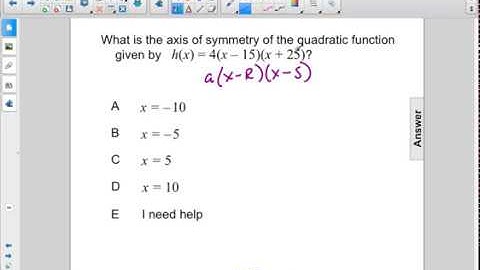 Algebra I Non Linear Functions Graph Quad X Int Pt 2 Q36