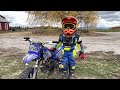 3-year-old ripping a dirt bike