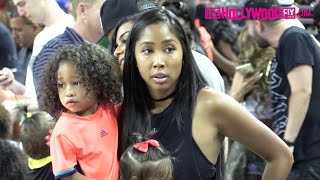 Apryl Jones Shows Her Support For Omarion With Son Megaa Grandberry At The Power 106 Basketball Game