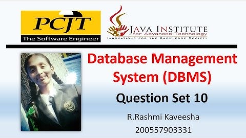 Java Institute || Database Management System(DBMS) || Question Set 10
