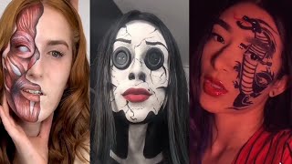 Halloween makeup transformation tiktok video. |Really too Halloween ?makeup.