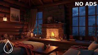 Relaxing Rain to Sleep - Thunder, Rain and Fireplace in Cozy Cabin at a Mountain Retreat