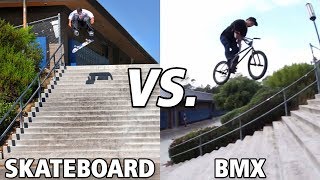 Skateboard vs BMX El Toro 20 Stair