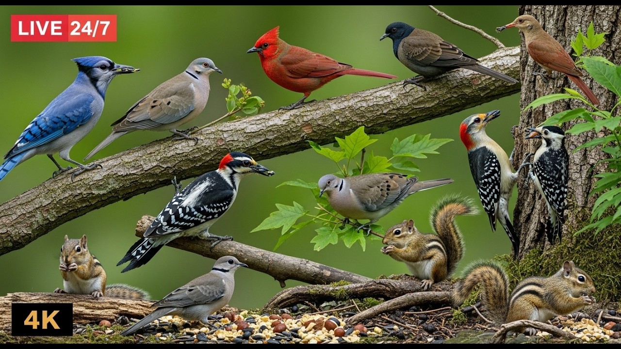 🔴 24/7 LIVE: Cat TV for Cats to Watch 😺 The Cutest Birds & Squirrels 4K