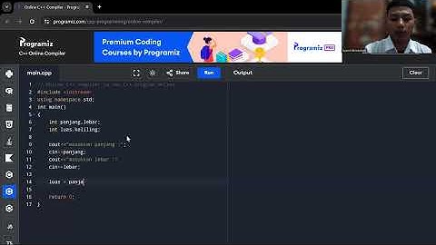 mengajar bahasa program c++ dalam menghitung luas persegi panjang