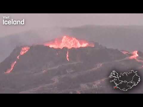 Live volcanic eruption in Iceland! - Temp close up