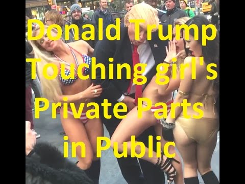 Donald Trump With Naughty Girls in Street of Times Square Touching Girls' Private parts