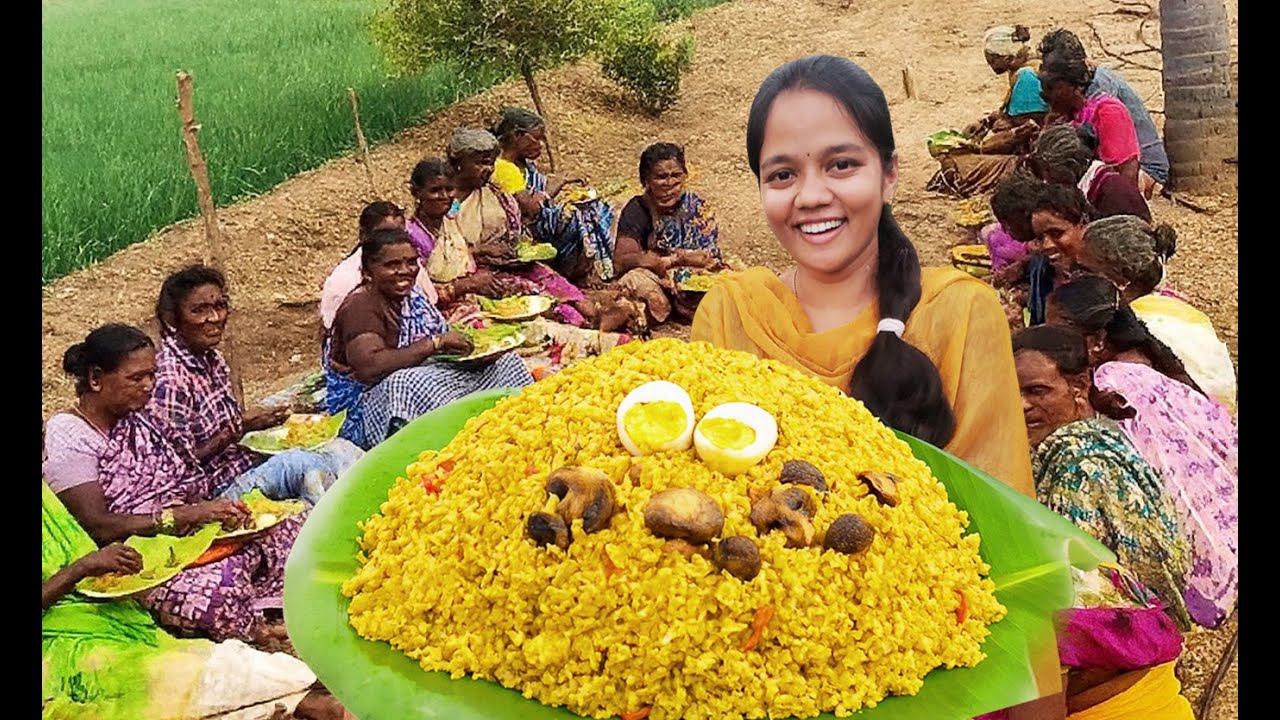 I made MUSHROOM BRIYANI for farmers | Village Style | Farmer's Kitchen