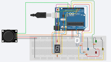 LEDs wirh 7-segments display controled by joystick with Arduino - ARDUINO