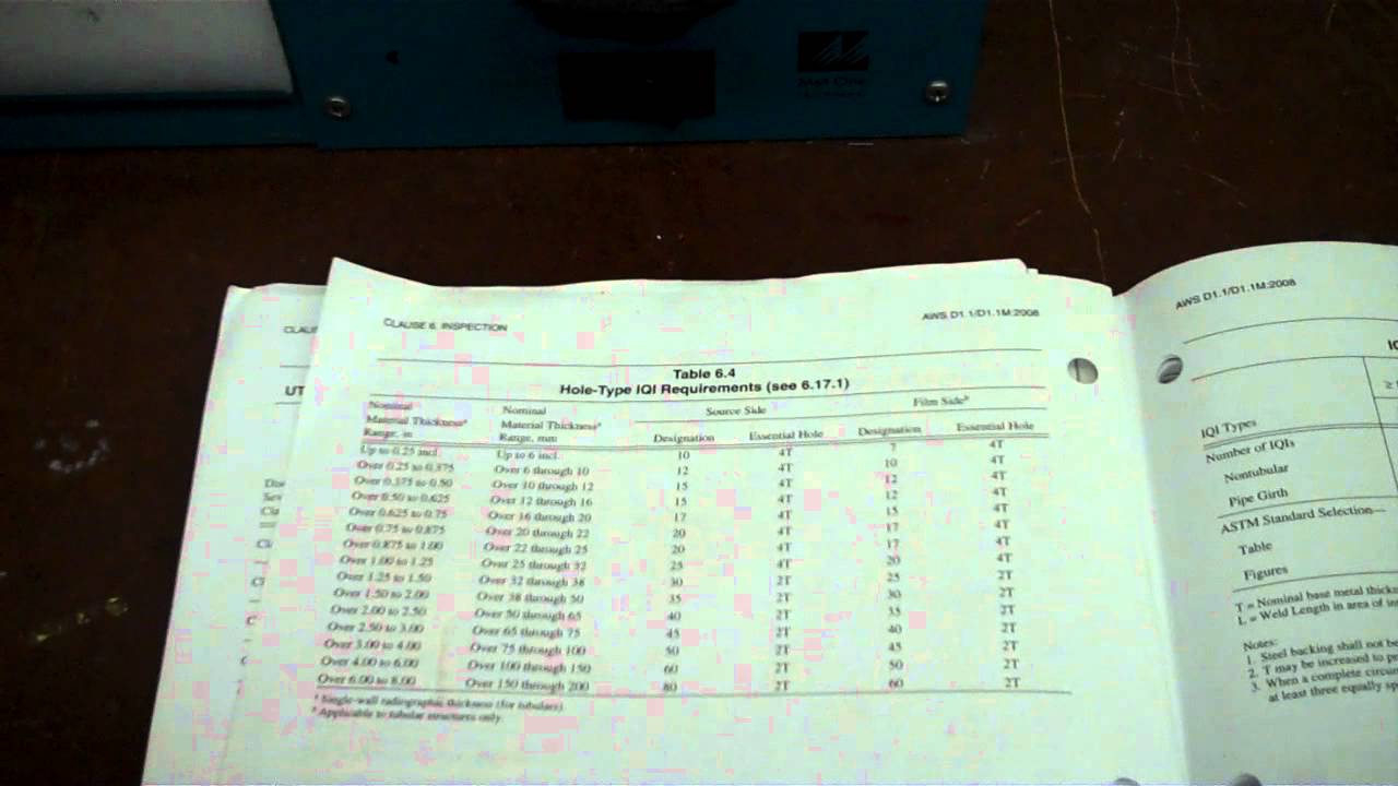 Penetrameter Selection Chart