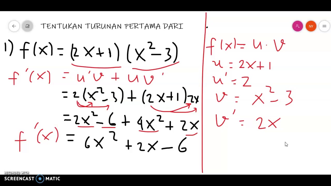 Turunan perkalian dan pembagian dua fungsi - YouTube