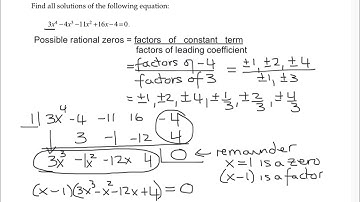 Use Rational Zeros to Find Solutions of Fourth Degree Polynomial: 3x^4-4x^3-11x^2+16x-4=0