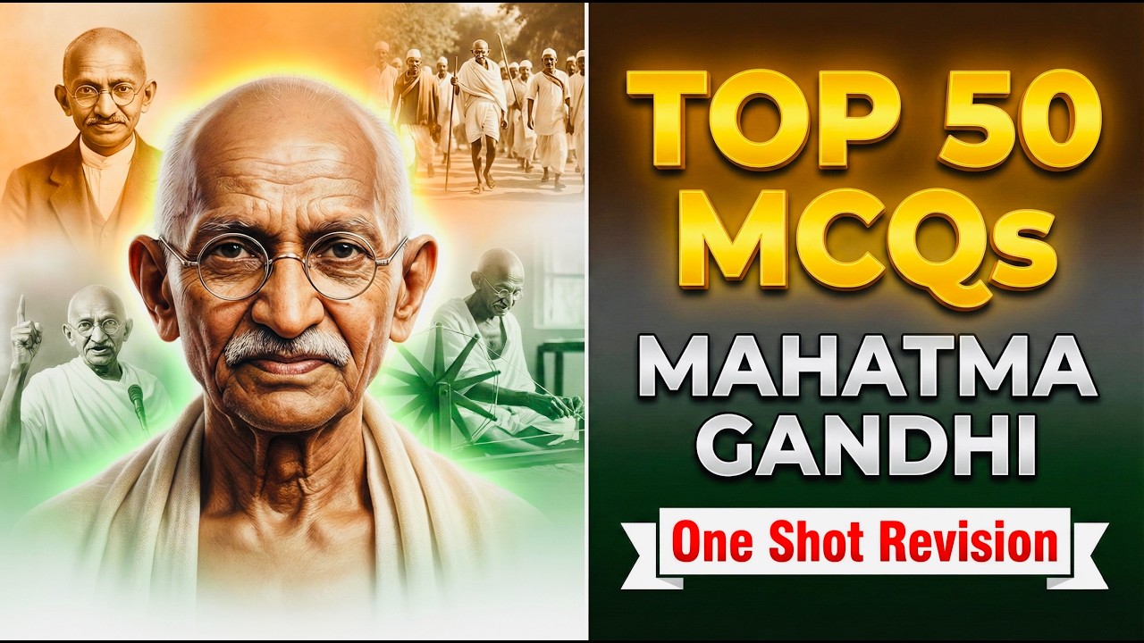TOP 50 MCQs on Mahatma Gandhi | Indian History GK in English | GK Questions and Answers | GK Quiz
