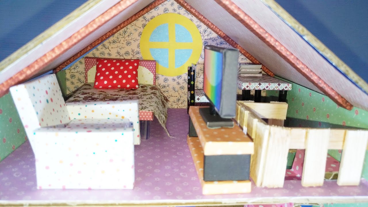 Attic Room | DIY Cardboard | How to Make A Miniature Attic Bedroom