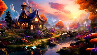 Magical Fairy Cottage in the Middle of the Forest Sunset🌼Music & Ambience  Sleep Fast, Mental Relax