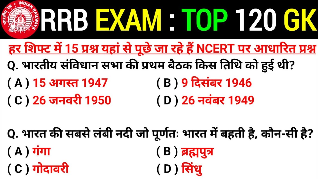 RRB NTPC GK GS 2024 | 120 Questions Marathon | NTPC CBT-1 Previous Year