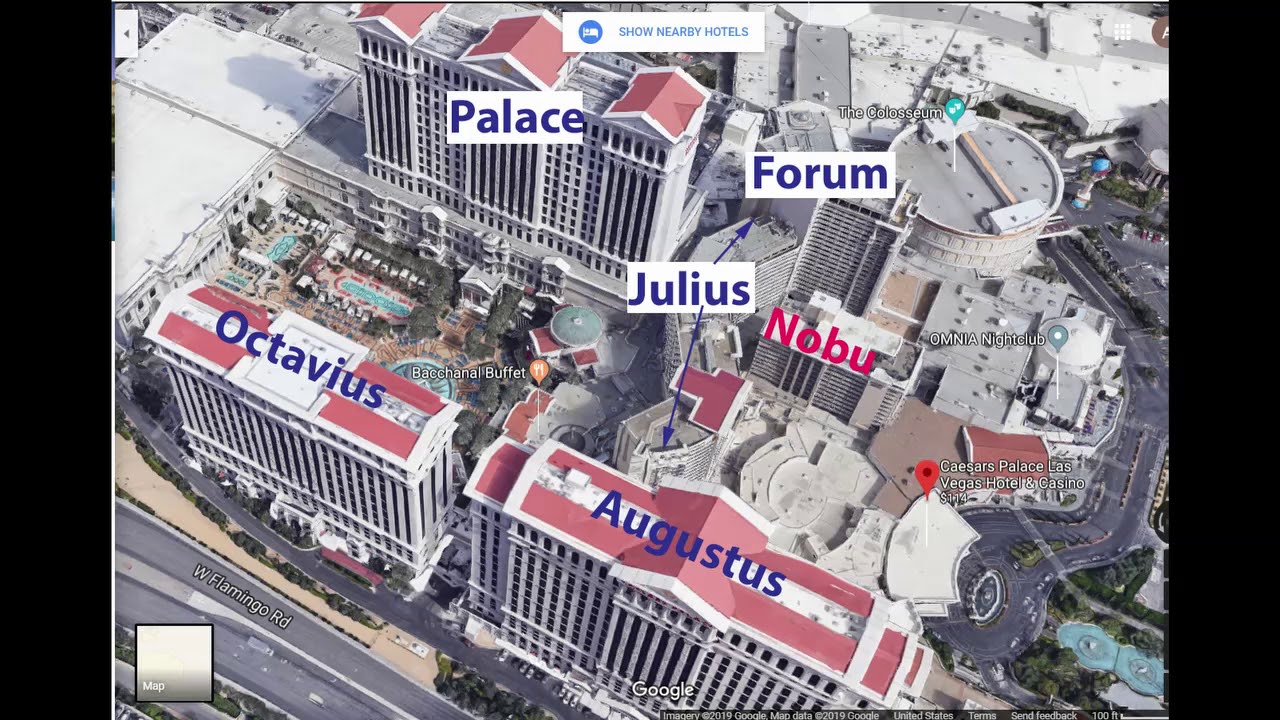 Caesars Palace Towers - May 2019 (Satellite And Internal View