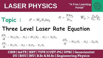 Lecture 23 : Three Level Laser Rate Equation