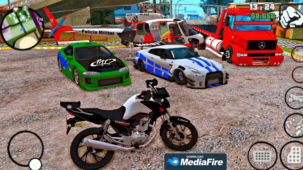 SAIU! meu gta motovlog PARA TODOS OS ANDROIDS COM CARROS, motos, caminhão,  helicóptero, SKINS BR E + 