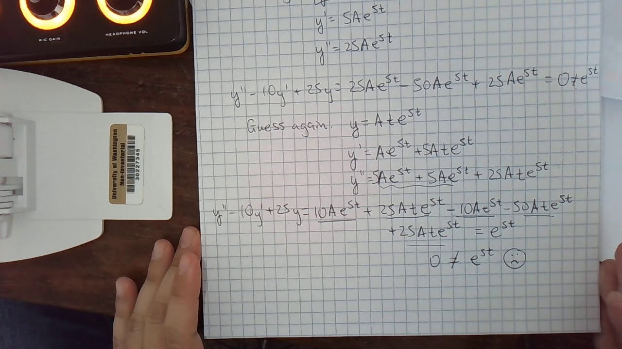 Method of undetermined coefficients adjusting guesses youtube