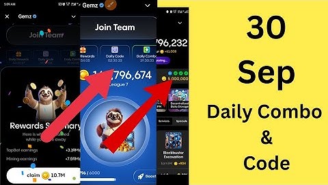 GEMZ Daily Combo & Cipher Solution 30th September | Today For 5,000,000 Coins