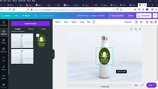 Using water bottle mockup in canva screenshot 1