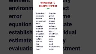IELTS  academic 100 wordlist | List 1 study ielts shorts