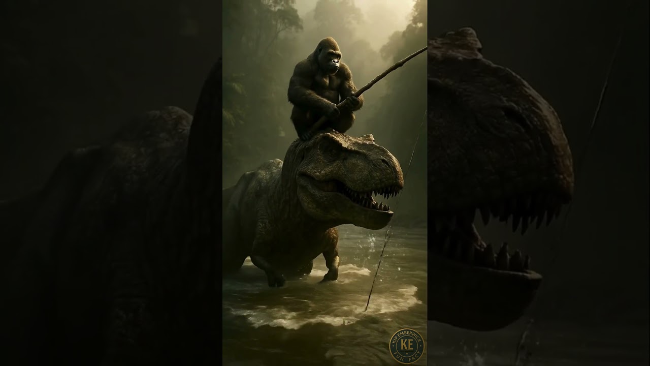 Gorilla Fishing on a T-Rex 